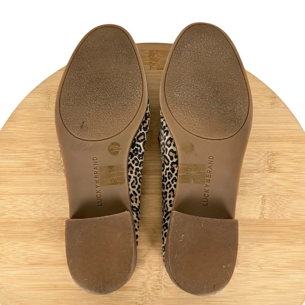 Lucky Brand Cahill Leopard Calf Hair Loafers Women’s Size 7.5M Leather Upper